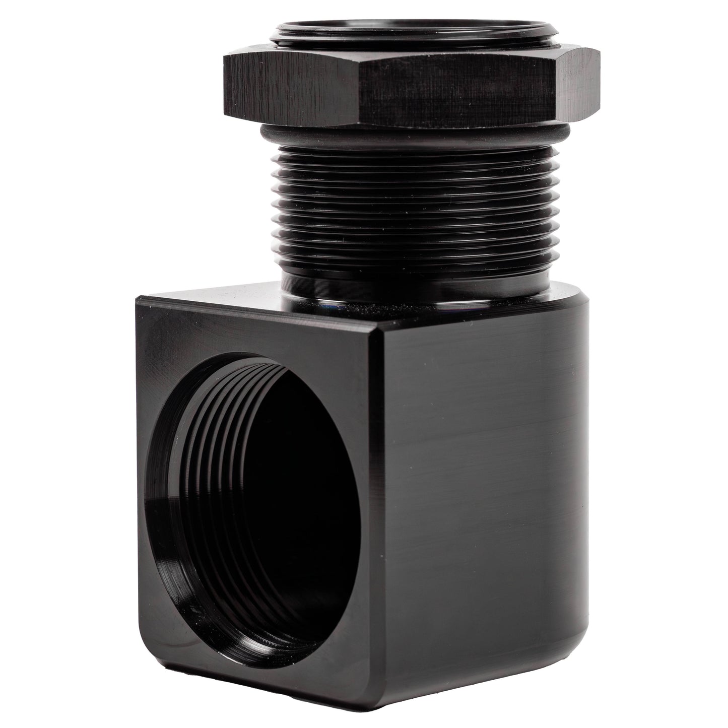 Adapter, Radiator Outlet, 90-Deg, AN-20, M-F