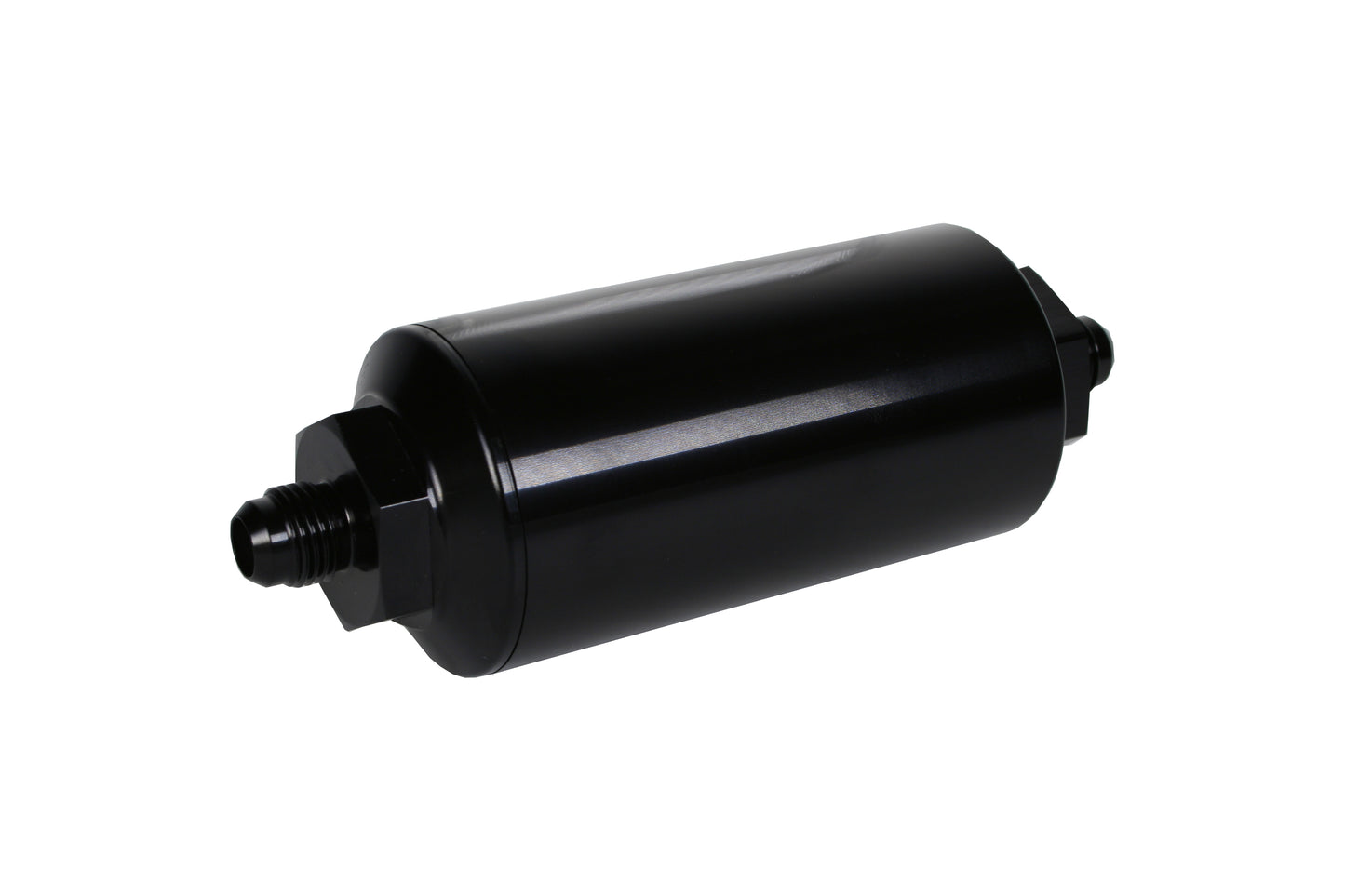 238 Micron Black Fuel Filter with Male AN-06 Ports & Stainless Mesh Element