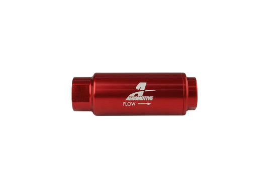 100 Micron Red Fuel Filter with 3/8 NPT Ports & Stainless Mesh Element