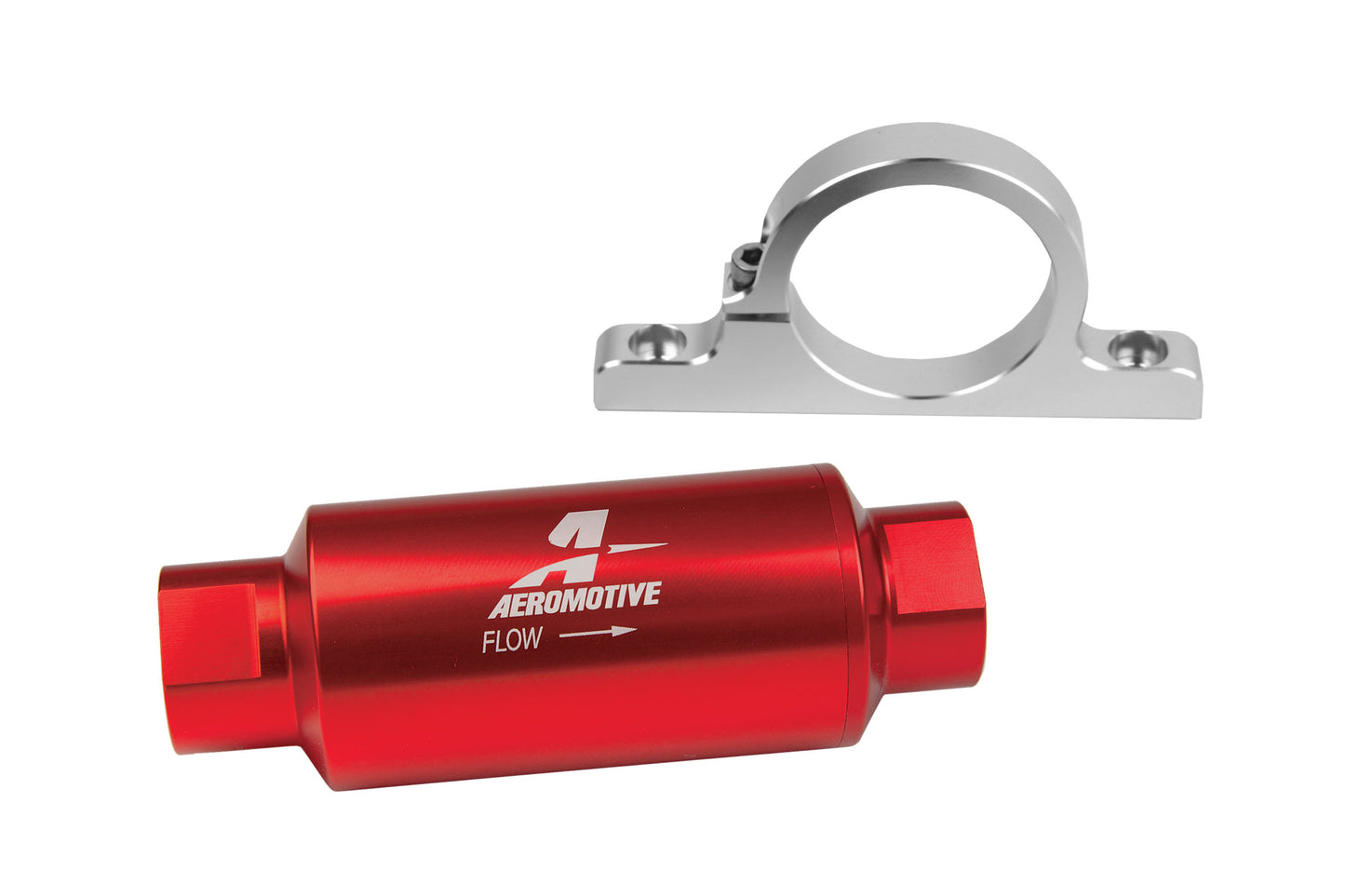 100 Micron Red Fuel Filter/Bracket Combo with ORB-10 Ports & Stainless Mesh Element