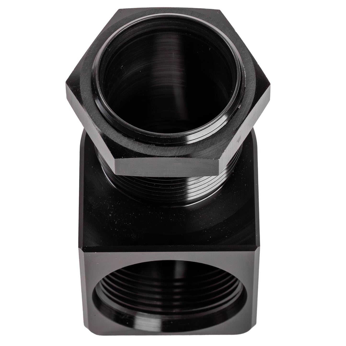 Adapter, Radiator Outlet, 90-Deg, AN-20, M-F