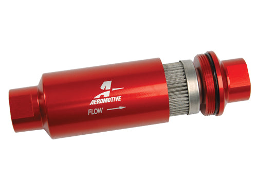 40 Micron Red Fuel Filter with ORB-10 Ports & Stainless Mesh