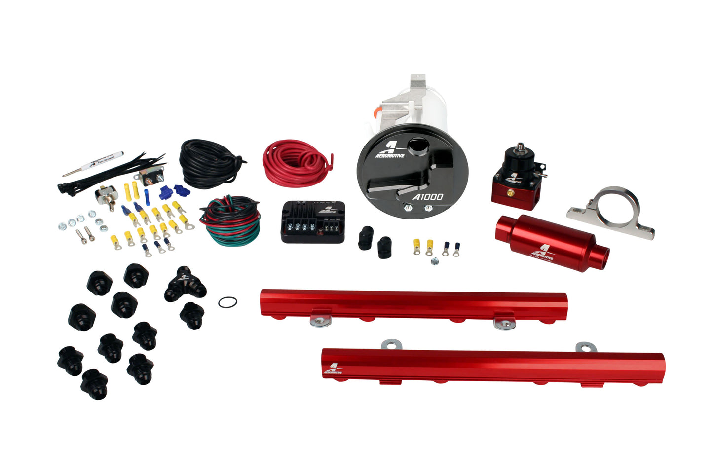 A1000 In-Tank Pump Gas Fuel System with 5.0L 4-V Fuel Rails, 05-09 Mustang GT
