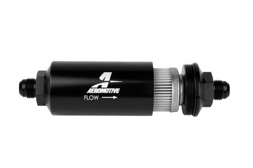100 Micron Black Fuel Filter with Male AN-08 Ports & Stainless Mesh Element