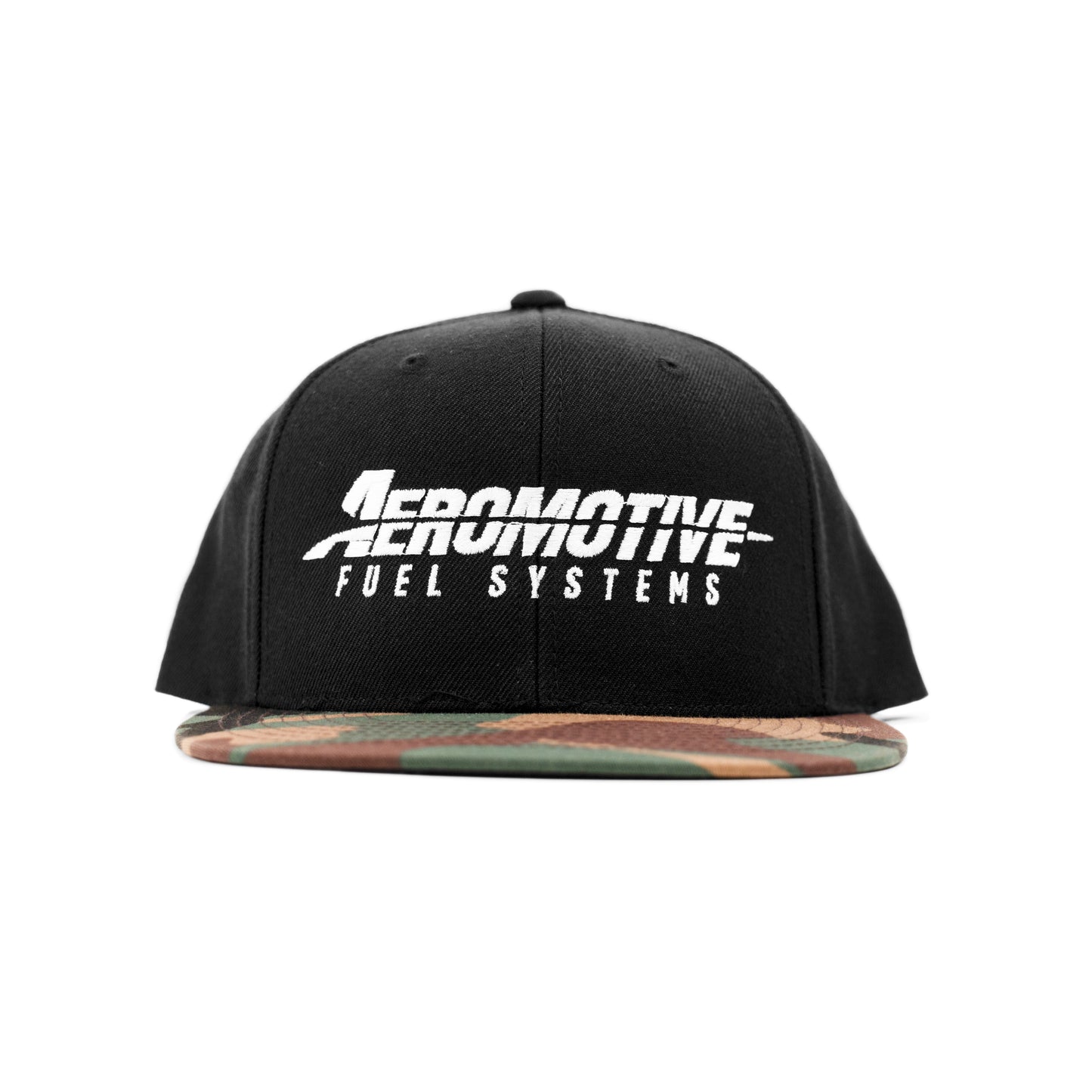 Aeromotive Snapback One Size Fits All Black Hat with Camo Flat Bill