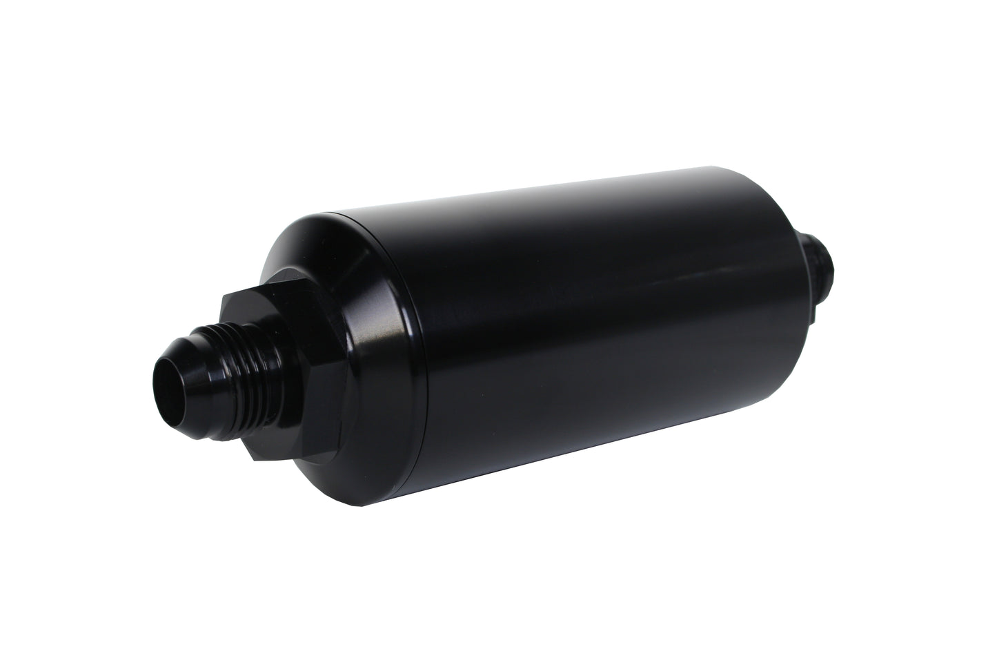 40 Micron Black Fuel Filter with Male AN-08 Ports & Stainless Mesh Element