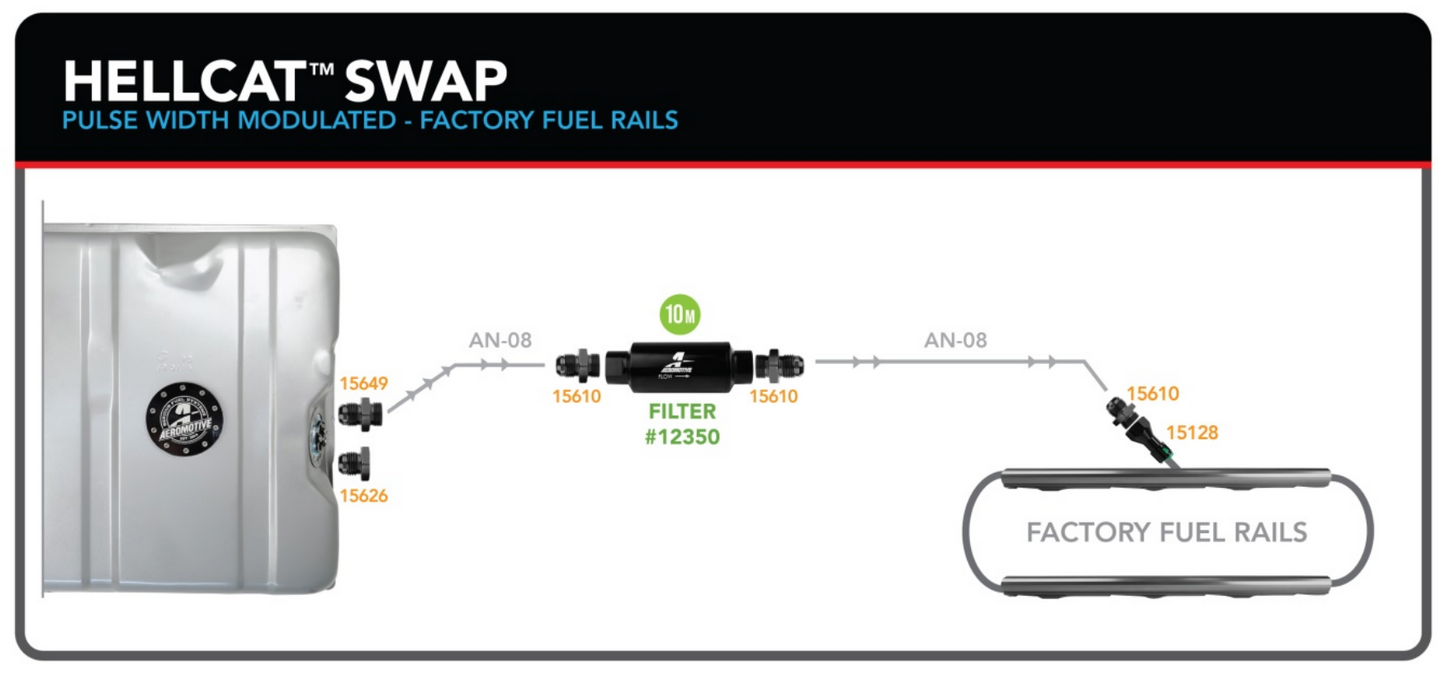 Gen II Stealth Tank 525 lph Hellcat Swap Pulse Width Modulated - Factory Fuel Rails