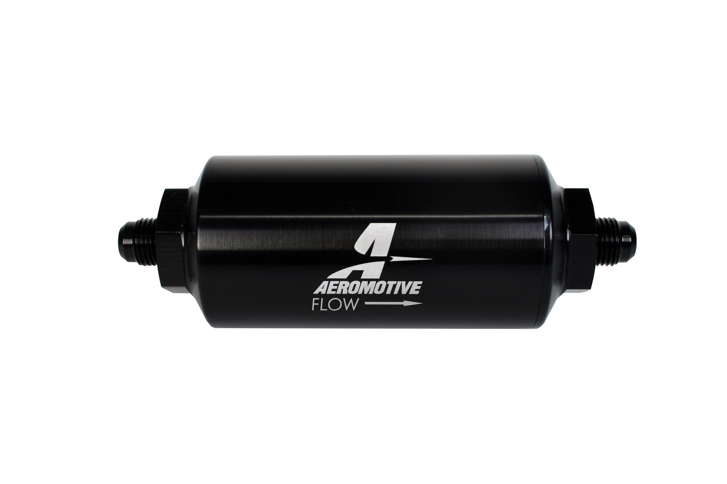 40 Micron Black Fuel Filter with Male AN-06 Ports & Stainless Mesh Element