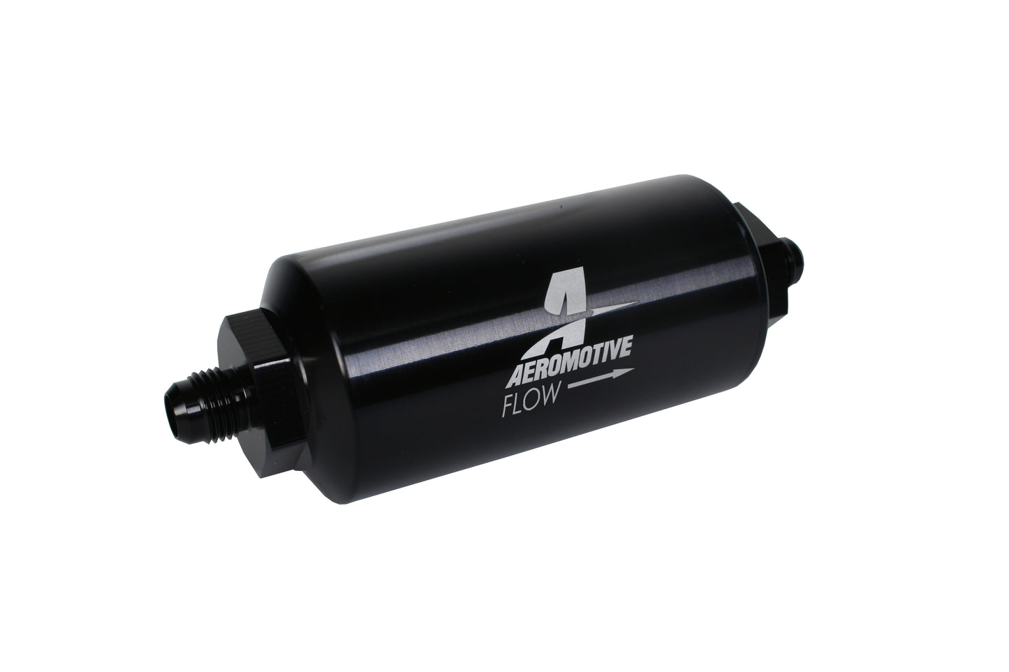40 Micron Black Fuel Filter with Male AN-06 Ports & Stainless Mesh Element