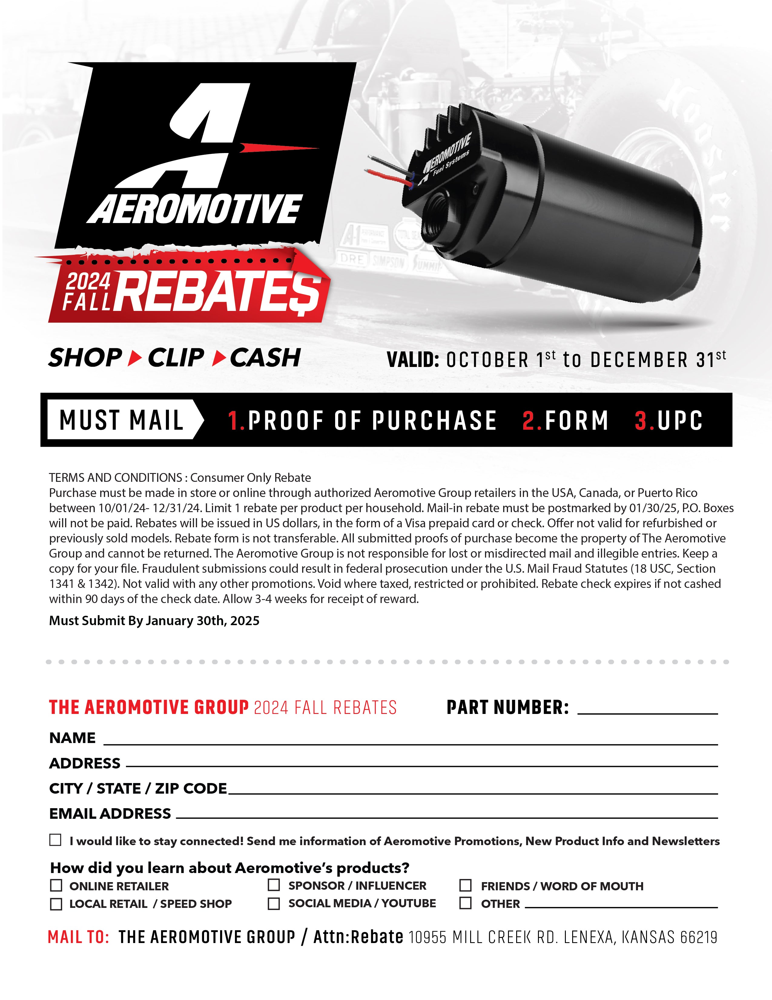 Aeromotive Mail-In Rebate Form