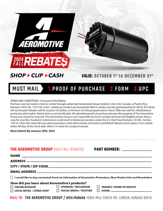 Aeromotive Mail-In Rebate Form