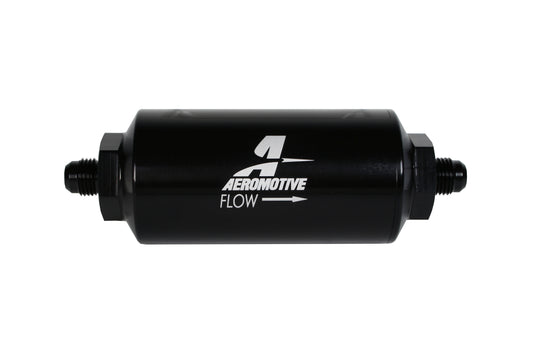 238 Micron Black Fuel Filter with Male AN-06 Ports & Stainless Mesh Element