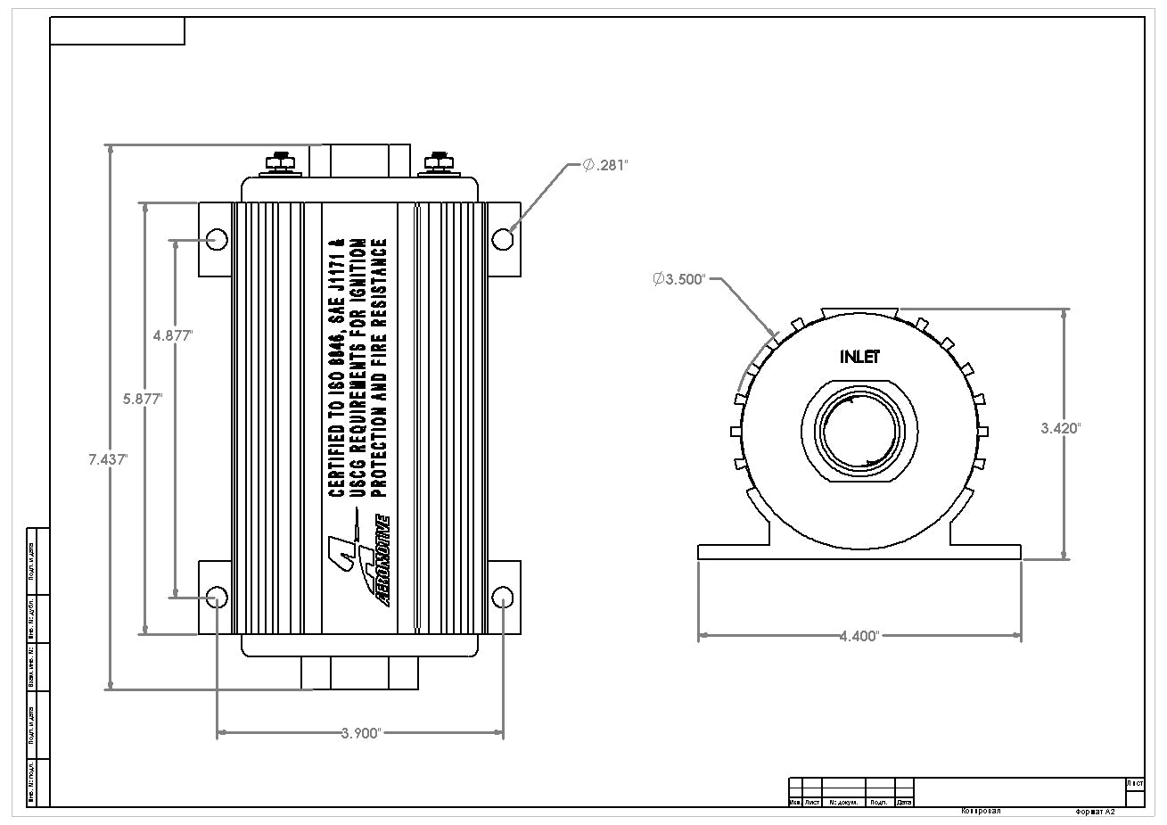 A1000 In-Line Fuel Pump, Marine Applications